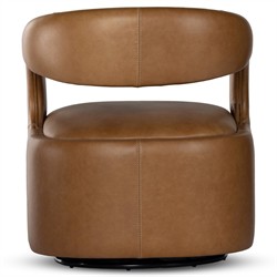 Alexander Modern Classic Sonoma Butterscotch Leather Swivel Barrel Chair|
