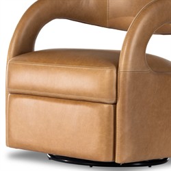 Alexander Modern Classic Sonoma Butterscotch Leather Swivel Barrel Chair|