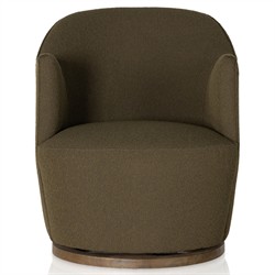 Samuel French Country FIQA Olive Boucle Swivel Arm Chair|