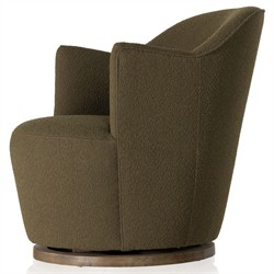 Samuel French Country FIQA Olive Boucle Swivel Arm Chair|