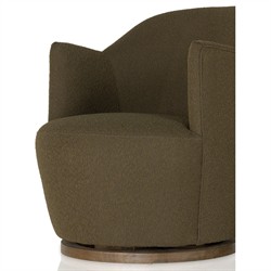 Samuel French Country FIQA Olive Boucle Swivel Arm Chair|