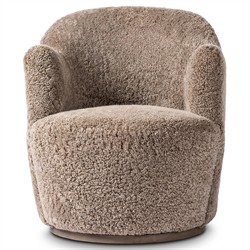 Samuel French Country Taupe Shearling Swivel Arm Chair|