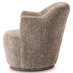 Samuel French Country Taupe Shearling Swivel Arm Chair|