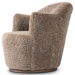 Samuel French Country Taupe Shearling Swivel Arm Chair|