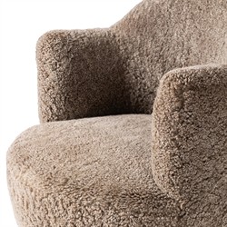 Samuel French Country Taupe Shearling Swivel Arm Chair|