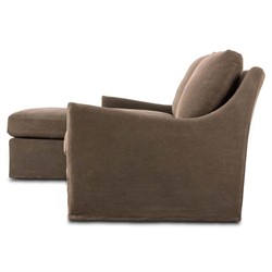 Levi Classic Broadway Coffee Linen Chaise Sectional - Left Chaise - 128"|