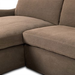 Levi Classic Broadway Coffee Linen Chaise Sectional - Left Chaise - 128"|