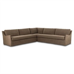 Levi Modern Classic Broadway Coffee Linen Corner Sectional - 124"|
