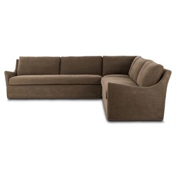 Levi Modern Classic Broadway Coffee Linen Corner Sectional - 124"|