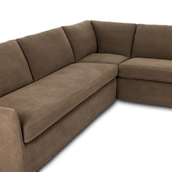 Levi Modern Classic Broadway Coffee Linen Corner Sectional - 124"|