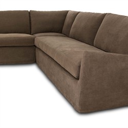 Levi Modern Classic Broadway Coffee Linen Corner Sectional - 124"|
