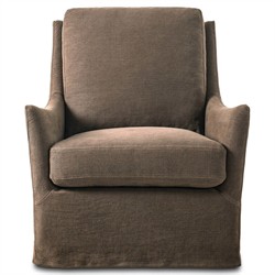 Levi Modern Classic Broadway Coffee Linen Glider Swivel Chair|