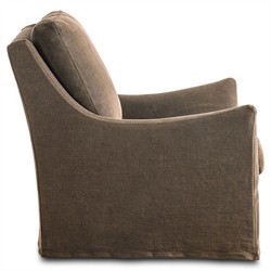 Levi Modern Classic Broadway Coffee Linen Glider Swivel Chair|