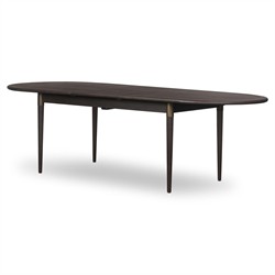 Hayden Modern Classic Black Mango Wood Oval Extendable Dining Table - 84-104"|