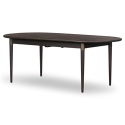 Hayden Modern Classic Black Mango Wood Oval Extendable Dining Table - 84-104"|