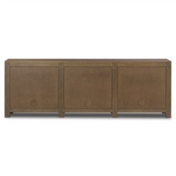 Kashton Mid Century Taupe Solid Mango Wood Arched Woven Cane Sideboard|