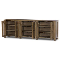 Kashton Mid Century Taupe Solid Mango Wood Arched Woven Cane Sideboard|