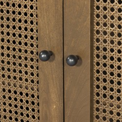 Kashton Mid Century Taupe Solid Mango Wood Arched Woven Cane Sideboard|