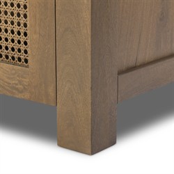 Kashton Mid Century Taupe Solid Mango Wood Arched Woven Cane Sideboard|