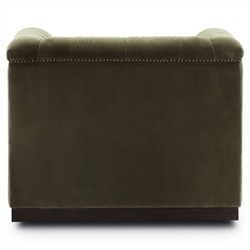 Emmy Rustic Lodge Surrey Olive Velvet Tufted Nailhead Trim Swivel Club Chair|