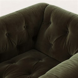 Emmy Rustic Lodge Surrey Olive Velvet Tufted Nailhead Trim Swivel Club Chair|