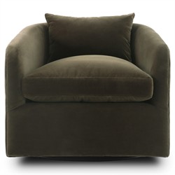 Perrin Modern Classic Surrey Olive Velvet Swivel Barrel Chair|