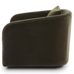 Perrin Modern Classic Surrey Olive Velvet Swivel Barrel Chair|