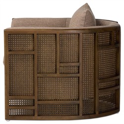 Jun Modern Alcala Fawn Performance Vintage Wood Woven Cane Arm Chair|