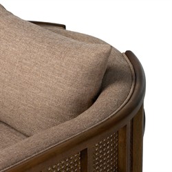 Jun Modern Alcala Fawn Performance Vintage Wood Woven Cane Arm Chair|