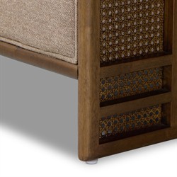 Jun Modern Alcala Fawn Performance Vintage Wood Woven Cane Arm Chair|