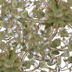 Ava French Country Champagne Green Leaf Crystal Mini Chandelier|