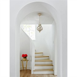 Ava French Country Champagne Green Leaf Crystal Mini Chandelier|