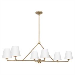 Isaiah Updated Traditional White Steel Shade 6 Light Linear Chandelier|