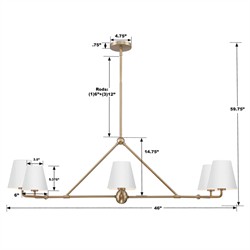 Isaiah Updated Traditional White Steel Shade 6 Light Linear Chandelier|