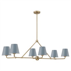 Isaiah Updated Traditional Blue Steel Shade 6 Light Linear Chandelier|