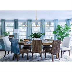 Isaiah Updated Traditional Blue Steel Shade 6 Light Linear Chandelier|