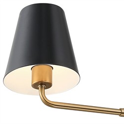 Isaiah Updated Traditional Black Steel Shade 6 Light Linear Chandelier|