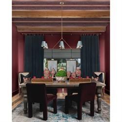 Isaiah Updated Traditional Black Steel Shade 6 Light Linear Chandelier|