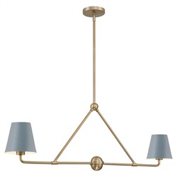 Isaiah Updated Traditional Blue Steel Shade 2 Light Linear Chandelier|