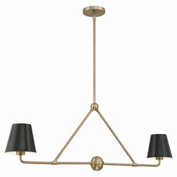 Isaiah Updated Traditional Black Steel Shade 2 Light Linear Chandelier|