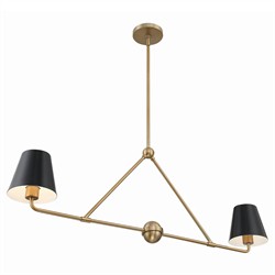Isaiah Updated Traditional Black Steel Shade 2 Light Linear Chandelier|
