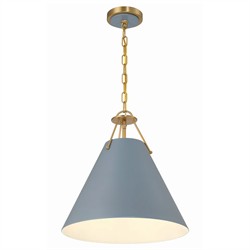 Isaiah Updated Traditional Blue Steel Shade 3 Light Pendant|