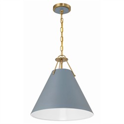 Isaiah Updated Traditional Blue Steel Shade 3 Light Pendant|