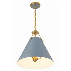 Isaiah Updated Traditional Blue Steel Shade 3 Light Pendant|