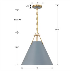 Isaiah Updated Traditional Blue Steel Shade 3 Light Pendant|