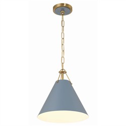 Isaiah Updated Traditional Blue Steel Shade 1 Light Mini Pendant|