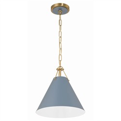 Isaiah Updated Traditional Blue Steel Shade 1 Light Mini Pendant|