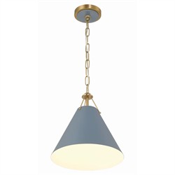 Isaiah Updated Traditional Blue Steel Shade 1 Light Mini Pendant|