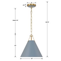 Isaiah Updated Traditional Blue Steel Shade 1 Light Mini Pendant|