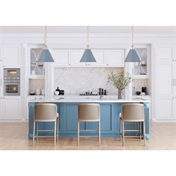 Isaiah Updated Traditional Blue Steel Shade 1 Light Mini Pendant|
